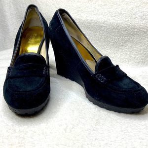 Michael Kors suede penny loafer wedges Size 11